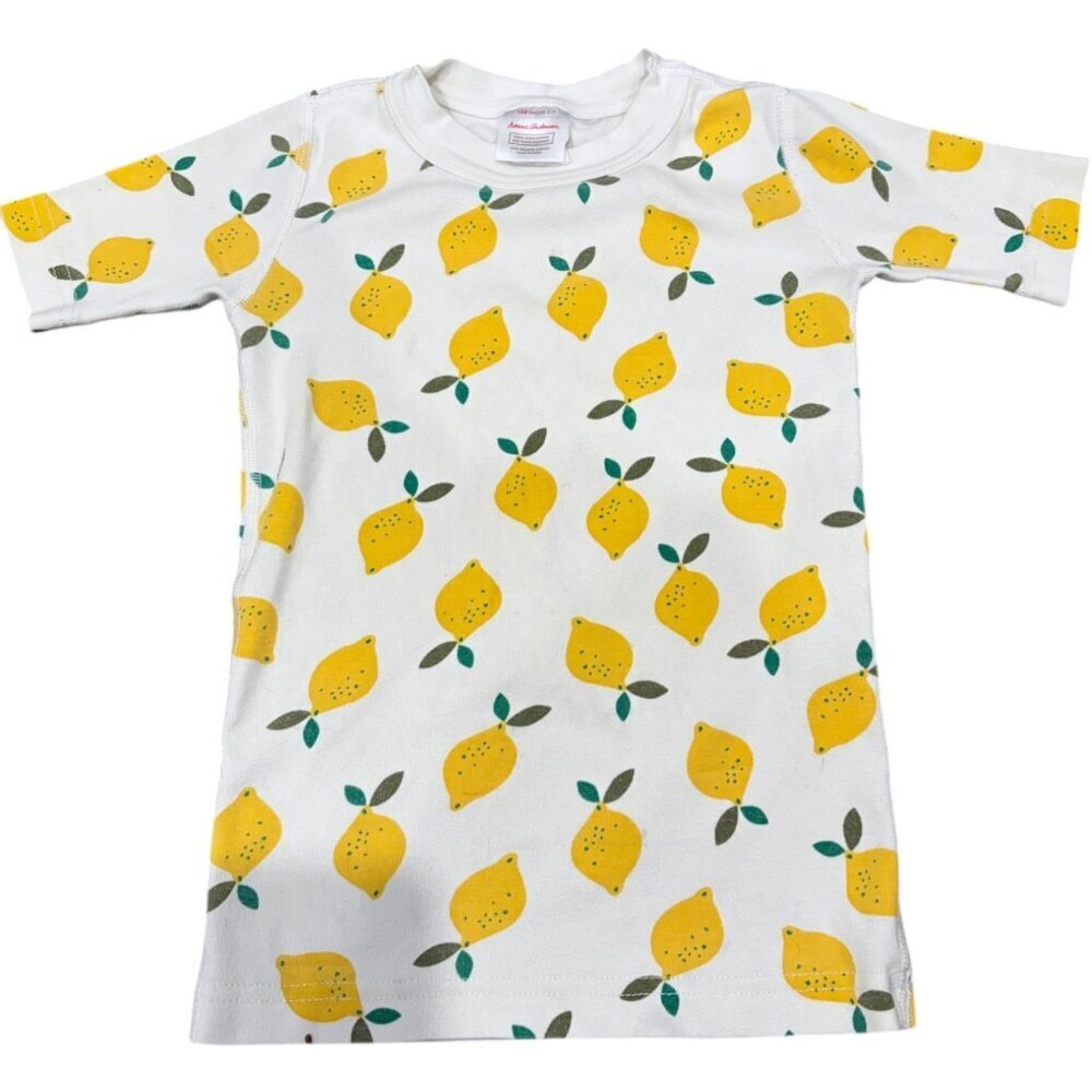 Hanna Andersson Lemon Print Girl's Size 6-7 Pajama Top